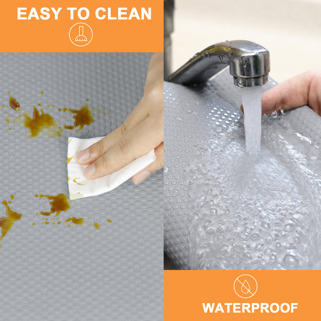 Shelf Liners for Kitchen Cabinets 16-inch: Waterproof Non-Adhesive Drawer Liner Light Gray - 16 in x 300 Inch Easy to Clean Cupboard Mat for Pantry Shelves