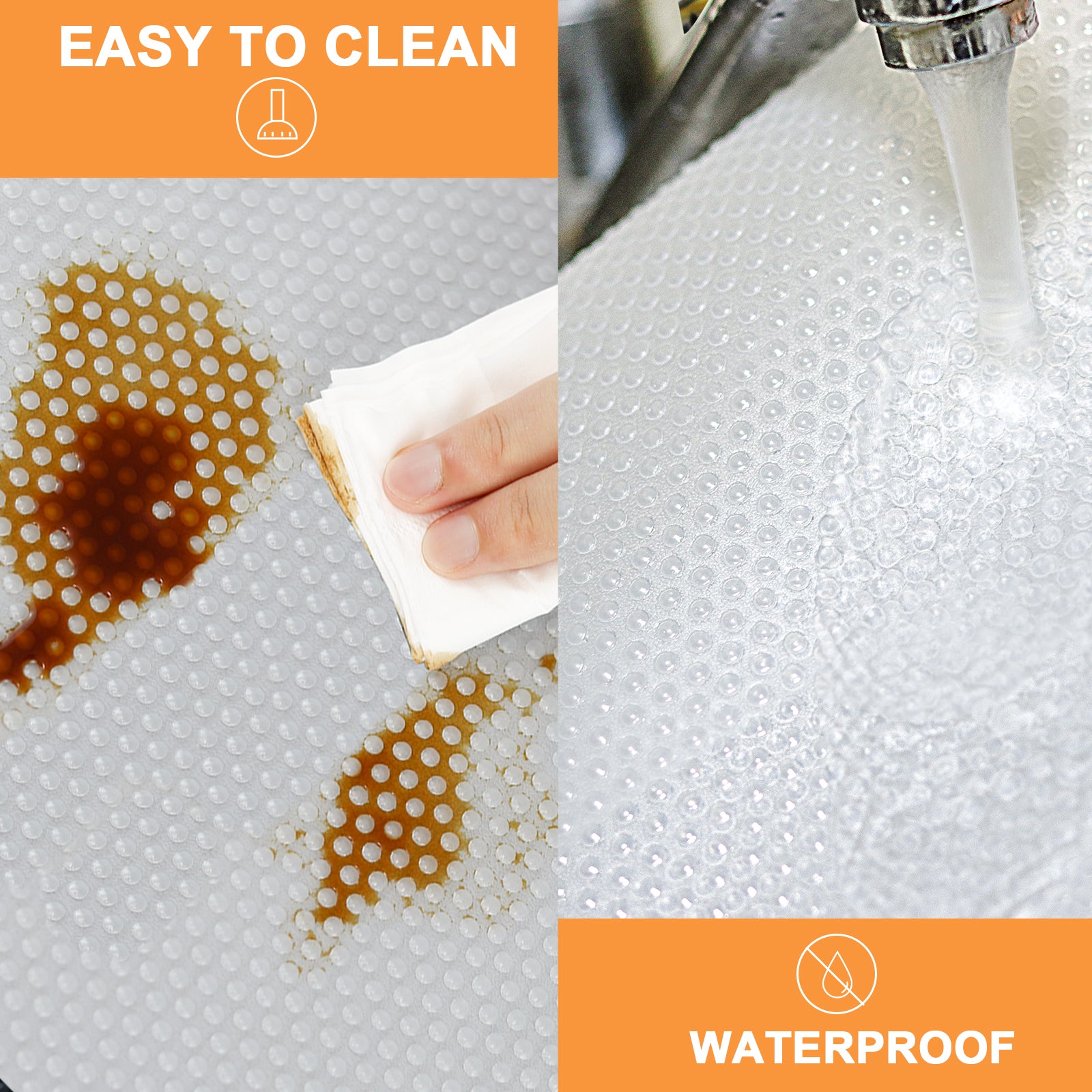 Shelf Liner Clear 16-inch Wide: Waterproof Kitchen Cabinets Liners - Non-Adhesive Easy to Clean Drawer Liner for Pantry Shelves 16" x 300 In