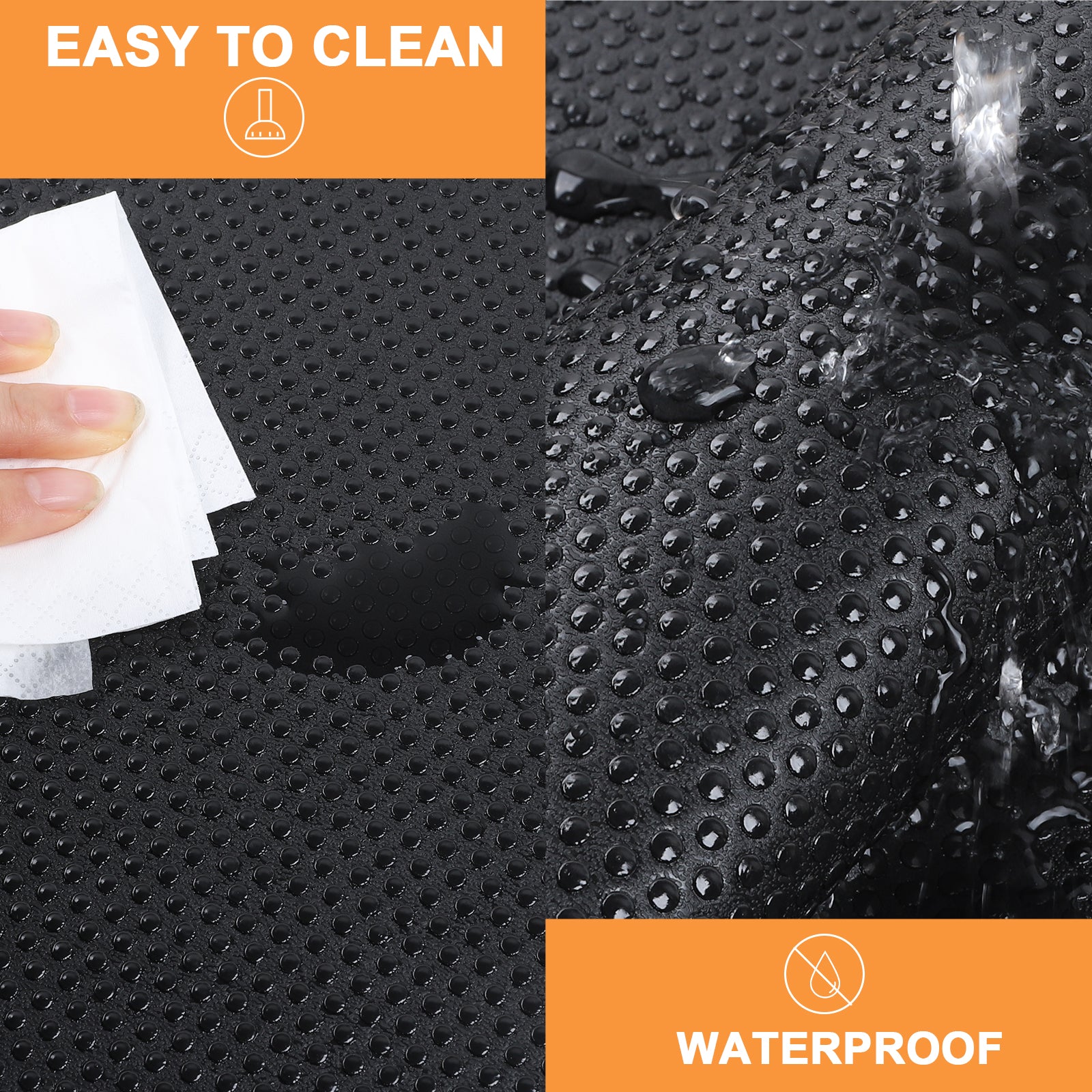 FLPMIX 17.7-in Cabinet Shelf Liner: Black Waterproof Kitchen Cabinets Liners 17.7 Inch Wide x 25 FT - Easy to Cut Large Drawer Mat for Cupboard Pantry Shelving