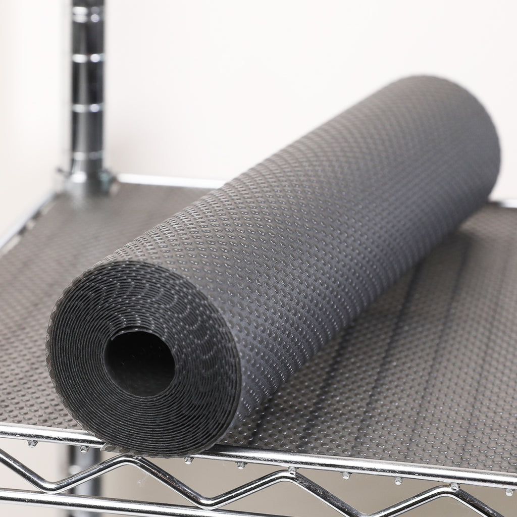 FLPMIX Wire Shelf Liner 16 inch Wide, Thick Pantry Shelf Liner, Standard Size (16 by 197 Inch, Transparent Grey), Easy to Cut, Waterproof Plastic Cabinets Drawer Liner