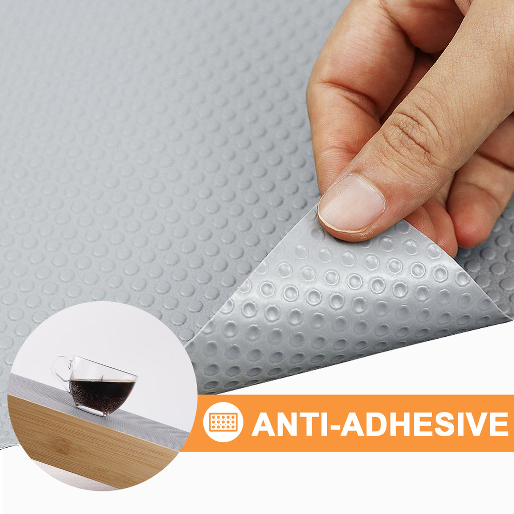 Shelf Liners for Kitchen Cabinets 16-inch: Waterproof Non-Adhesive Drawer Liner Light Gray - 16 in x 300 Inch Easy to Clean Cupboard Mat for Pantry Shelves