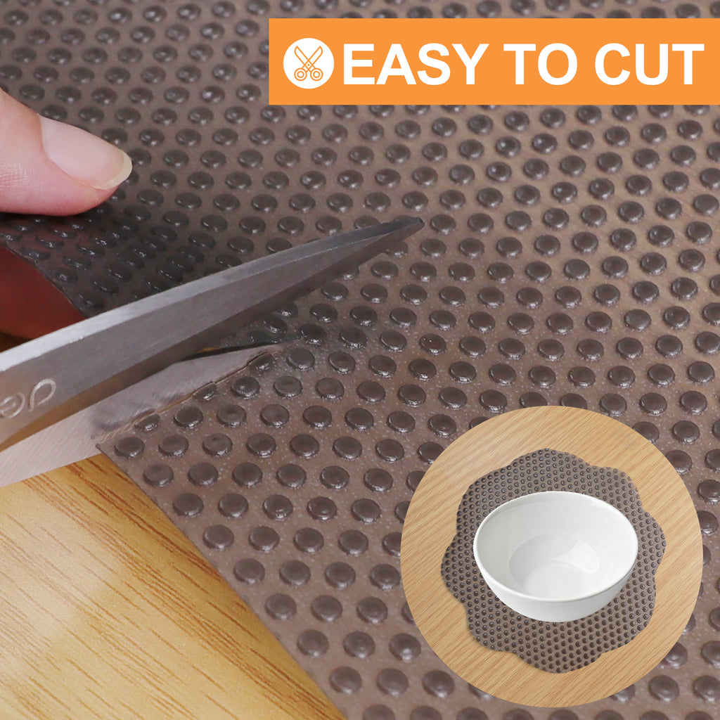 FLPMIX Kitchen Cabinet Drawer Liner: 15" Clear Non-Adhesive Pantry Shelf Liner - Waterproof Easy to Cut Refrigerator Mat 15" x 240" Translucent Grey