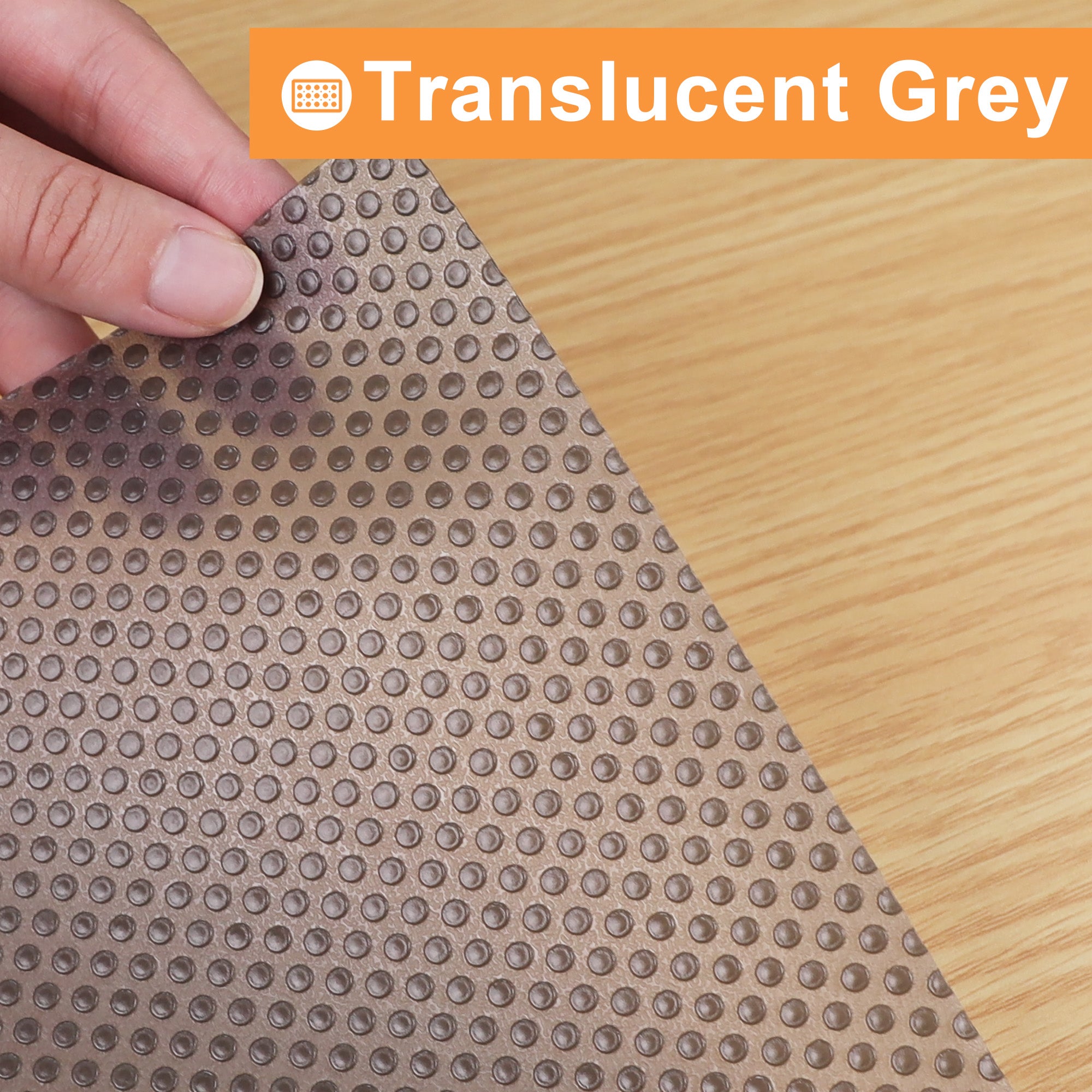 FLPMIX Kitchen Cabinet Drawer Liner: 15" Clear Non-Adhesive Pantry Shelf Liner - Waterproof Easy to Cut Refrigerator Mat 15" x 240" Translucent Grey