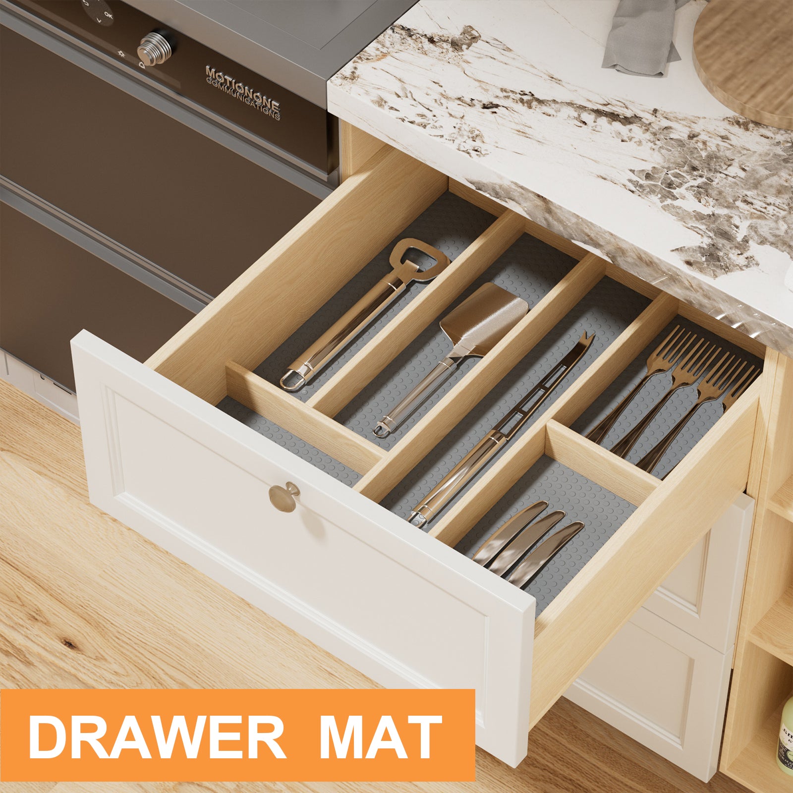 FLPMIX 15-Inch Kitchen Shelf Liners: Waterproof Cabinet Drawer Mats 15 x 240 Inch - Dark Grey Easy to Cut Housewife Pantry Shelving Liner for Cupboard