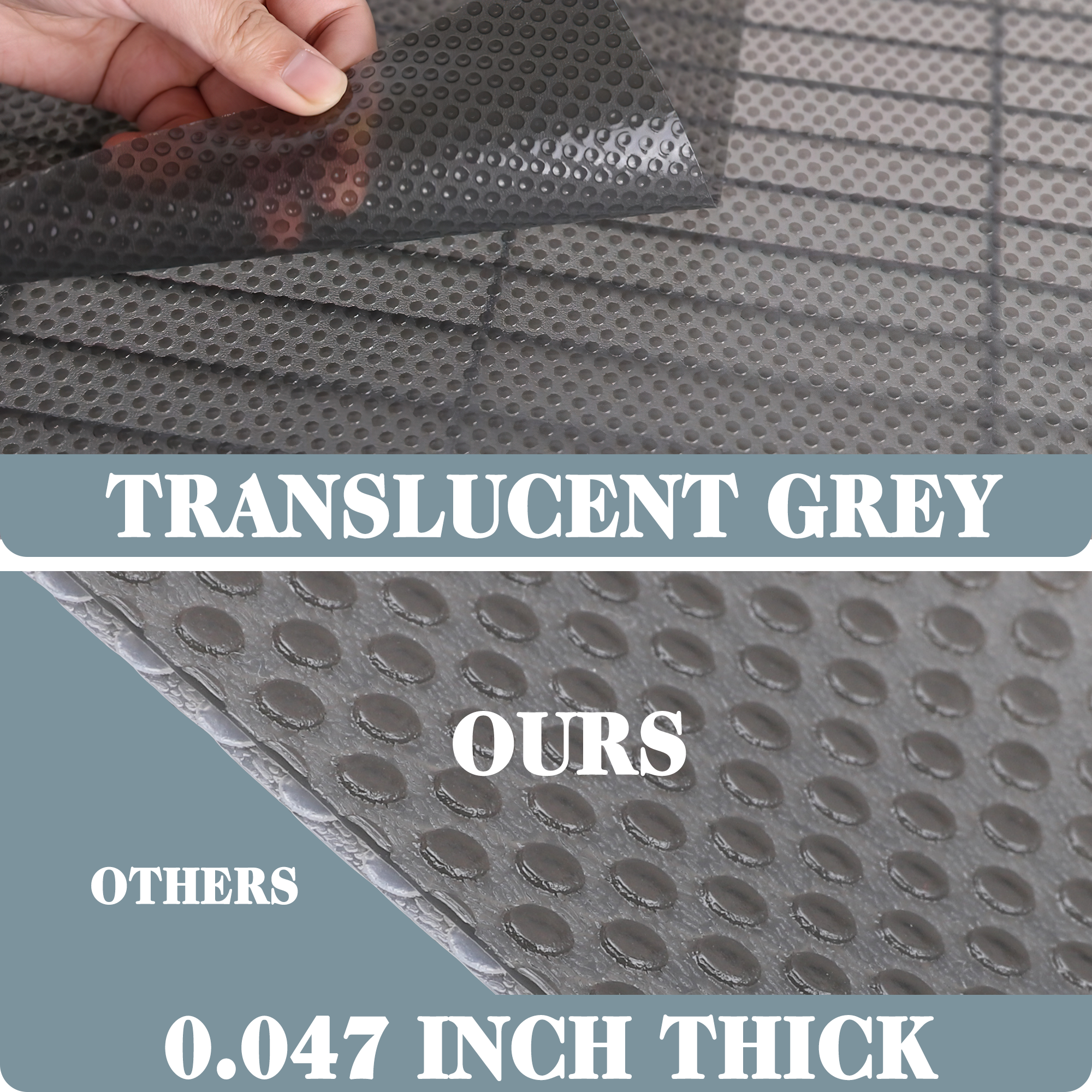 FLPMIX Wire Shelf Liner 16 inch Wide, Thick Pantry Shelf Liner, Standard Size (16 by 197 Inch, Transparent Grey), Easy to Cut, Waterproof Plastic Cabinets Drawer Liner