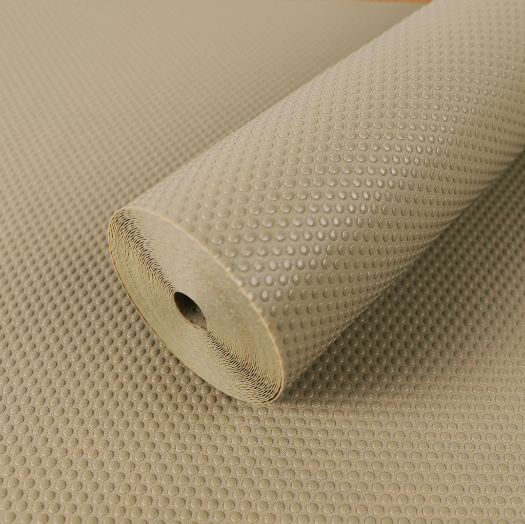 FLPMIX Shelf Liners for Kitchen Cabinets: 17.7" Wide Waterproof Non-Adhesive Drawer Liner - 17.7" x 96" Khaki Easy to Cut Cupboard Mat for Pantry Shelves