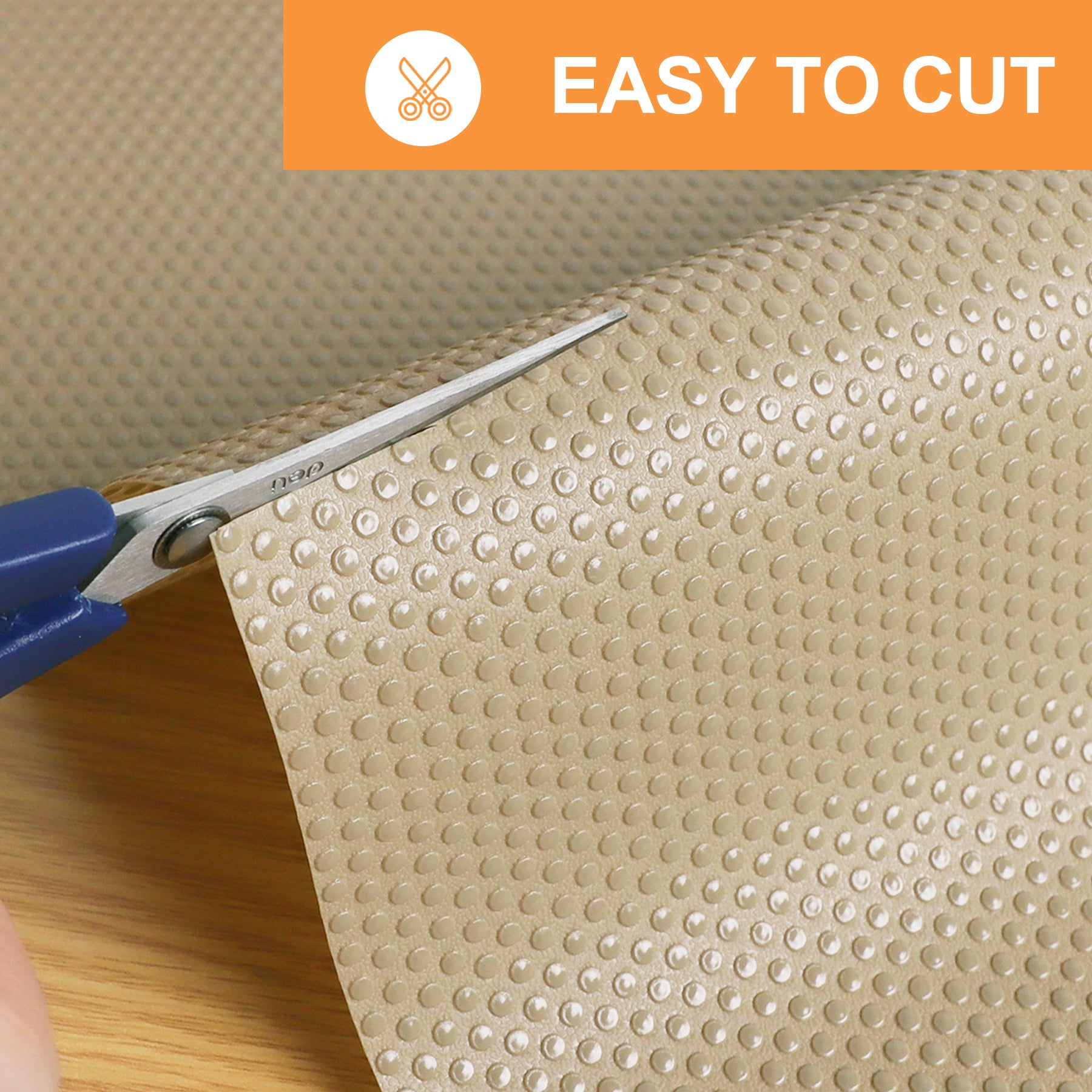 FLPMIX Shelf Liners for Kitchen Cabinets: 17.7" Wide Waterproof Non-Adhesive Drawer Liner - 17.7" x 96" Khaki Easy to Cut Cupboard Mat for Pantry Shelves