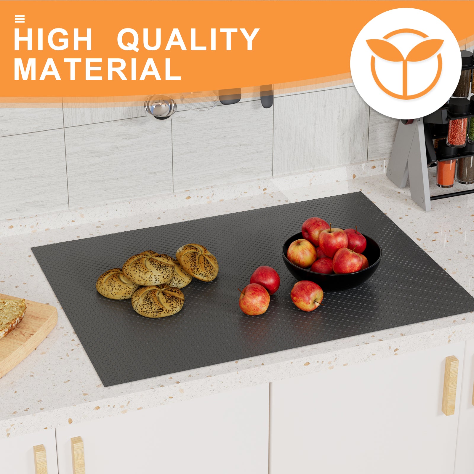 FLPMIX 17.7-in Cabinet Shelf Liner: Black Waterproof Kitchen Cabinets Liners 17.7 Inch Wide x 25 FT - Easy to Cut Large Drawer Mat for Cupboard Pantry Shelving