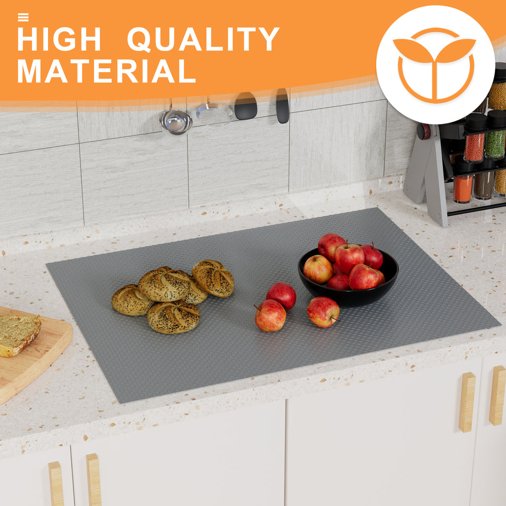 FLPMIX 15-Inch Kitchen Shelf Liners: Waterproof Cabinet Drawer Mats 15 x 240 Inch - Dark Grey Easy to Cut Housewife Pantry Shelving Liner for Cupboard