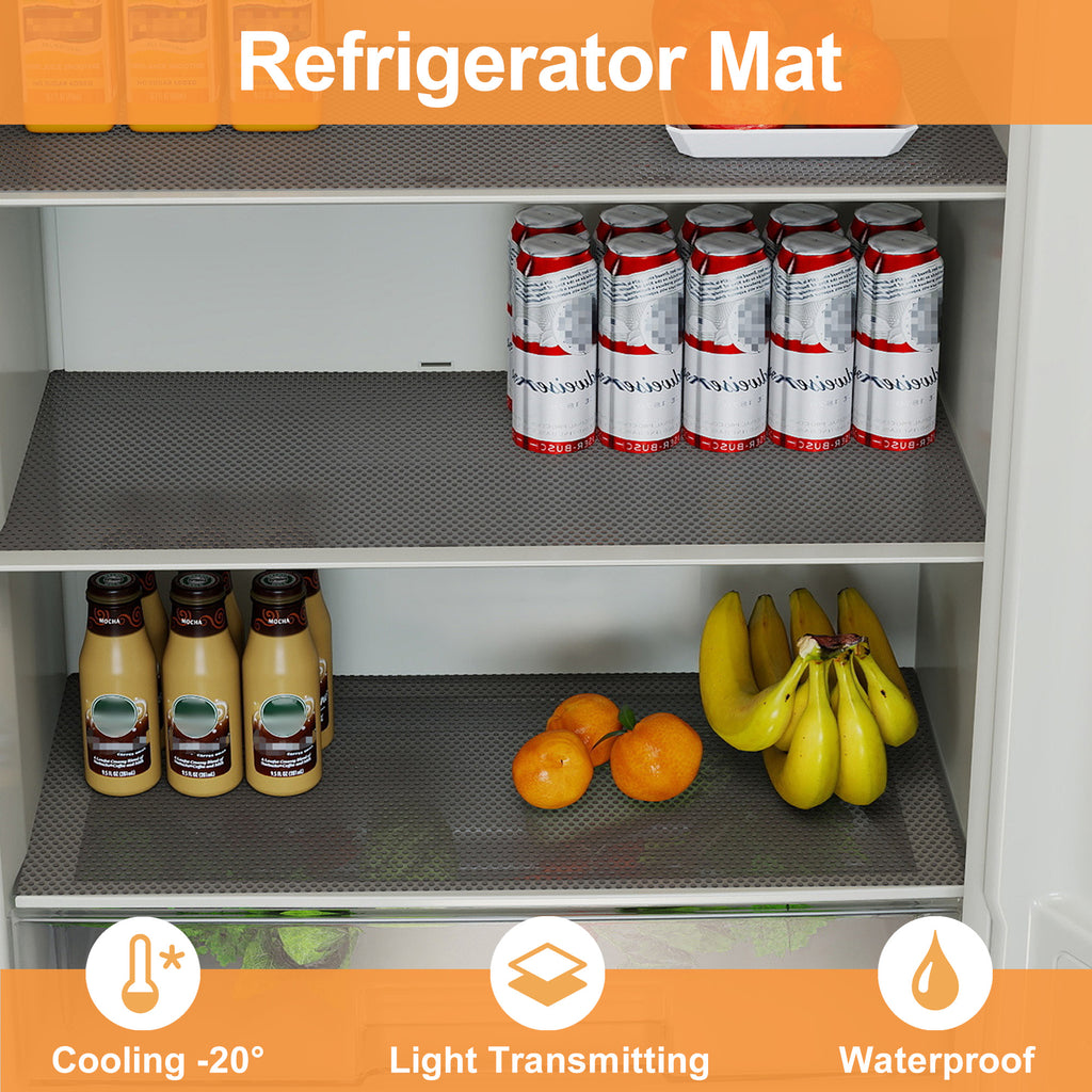 FLPMIX Kitchen Cabinet Drawer Liner: 15" Clear Non-Adhesive Pantry Shelf Liner - Waterproof Easy to Cut Refrigerator Mat 15" x 240" Translucent Grey