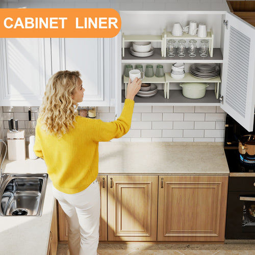 FLPMIX Kitchen Cabinet Drawer Liner: 15" Clear Non-Adhesive Pantry Shelf Liner - Waterproof Easy to Cut Refrigerator Mat 15" x 240" Translucent Grey